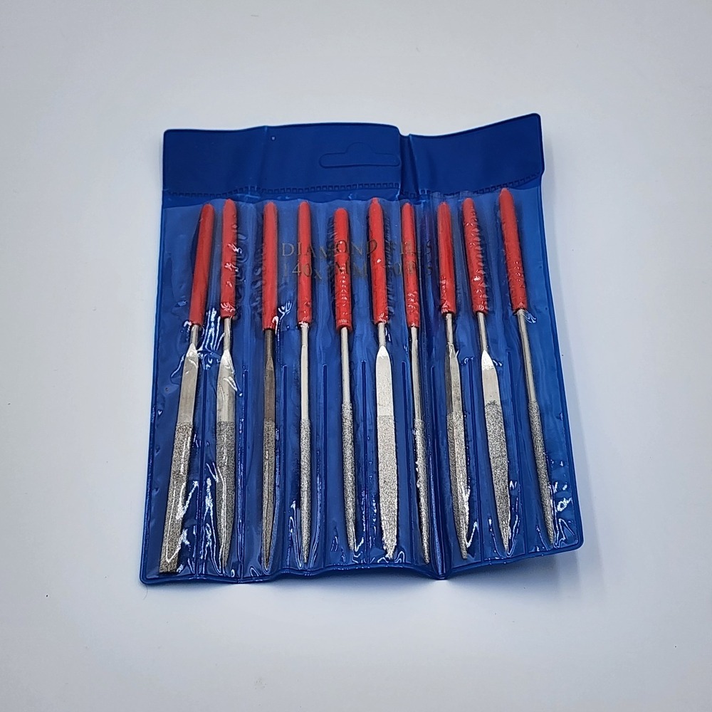 Diamond Coated Needle File Set 140x3mm 10 Piece Set Original Sleeve New Unused